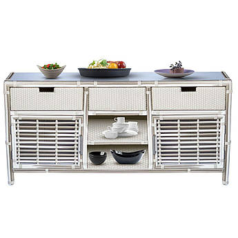 Комод із техноротангу в бежевому кольорі для вулиці Villa Off White Skyline Design