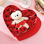 Подарунковий набір Ведмедик з мильними трояндами + Подарунок Кулон з ланцюжком і проекцією / Подарунок дівчині, фото 2