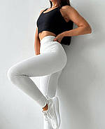 Лосини в рубчик, білий, L, комфортні лосини для фітнесу, спорту, вдома, фото 3