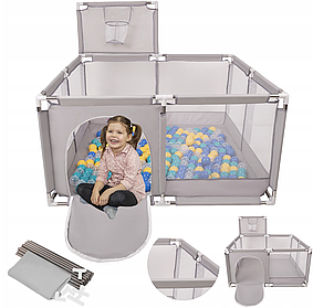 Манеж дитячий ігровий з кульками 30 шт. 125х125см сухий басейн з баскетбольним кільцем 2 кольори
