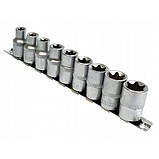 Набір спеціалізованих головок TORX 1/2" E10-24 9 ШТ. НА СТРІЧЦІ Silver S10630, фото 3