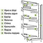 Кутовий стелаж внутрішній 1900х90 Рістел, приставний металевий стелаж, стелаж торговий кутовий, металевий стелаж в кут, фото 6