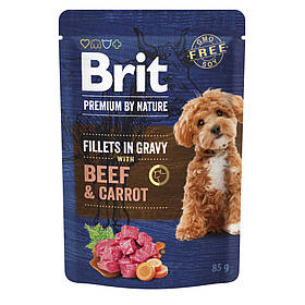 Корм вологий Brit Premium Fillets in Gravy Beef & Carrot для собак малих порід філе в соусі яловичина і морква 85 г
