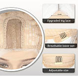 Перука густа платиново-біла матова довга хвиляста 70 см імітація шкіри голови, фото 5