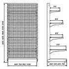 Сітчастий торговий стелаж 1900х600 мм, приставний стелаж Рістел, торговий стелаж під гачки, стелаж з сітчастими панелями для, фото 5