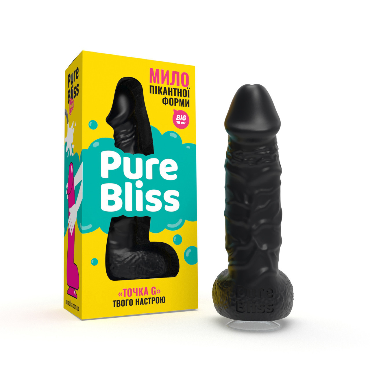 Мило член з присоскою Pure Bliss Big – 18 см чорний