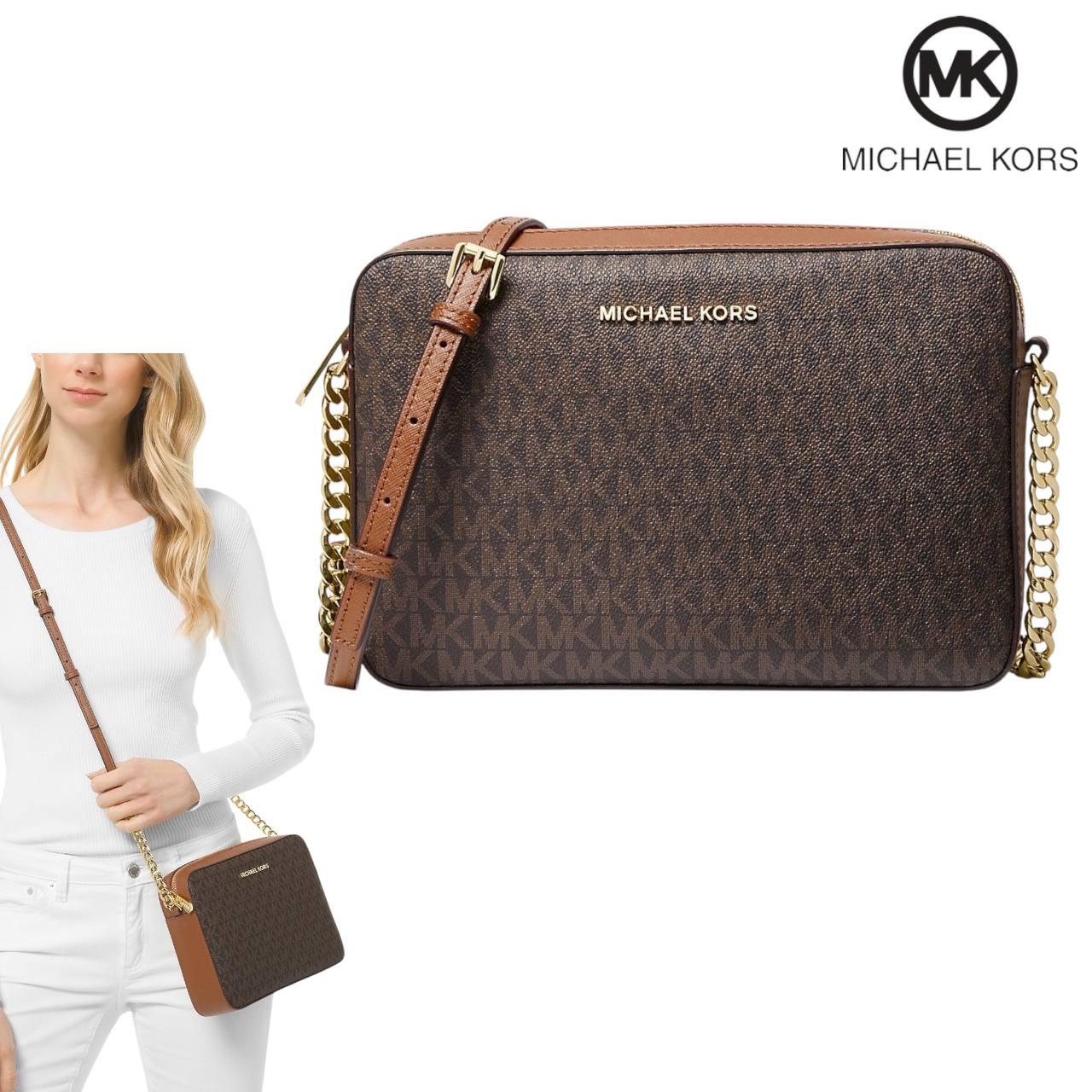 Жіноча сумка Michael Kors Jet Set Large Logo Crossbody Bag (коричнева) ОРИГІНАЛ