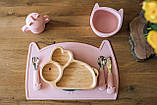 Силіконовий килимок для годування дитини FreeOn Kitty, pink, фото 4