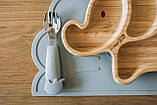 Столові прибори дитячі FreeON Elephant металеві з силіконовою ручкою, grey, фото 3