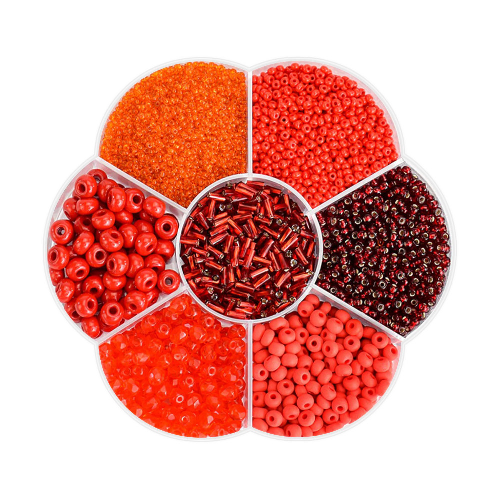 Набір бісеру та намистин Preciosa для створення біжутерії, 7 комірок, червоний, фото 1