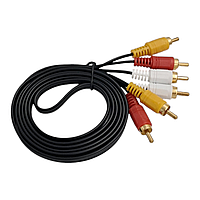 Мультимедійний аудіо відео кабель для ТВ 3RCA на 3RCA (3 тюльпани) 1.5 м / Шнур для електроніки