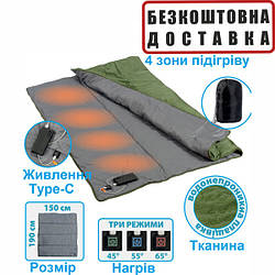 Ковдра з підігрівом Ranger USB 190 RA-6664 для туризму, подорожей, в машину, для пікніка, для дому, Рейнджер