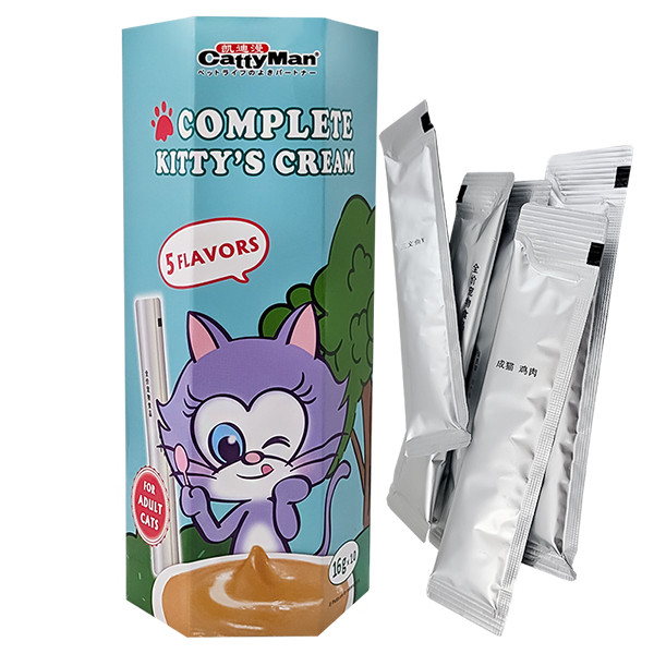 CattyMan Complete Kitty’s Cream КЕТТІМЕН ІКРА З КУРКОЮ, ЛОСОСЕМ, ТУНЦЕМ, ЯЛОВИЧИНОЮ, КАЧКОЮ рідкі ласощі для котів, фото 1