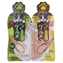 CattyMan Complete Twins Pouch КЕТТІМЕН ДВА СМАКИ: КУРКА МОЛОКО ІКРА ТА ТУНЕЦЬ КУРКА МАКРЕЛЬ крем-пюре, рідкий корм для котів