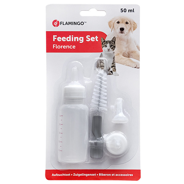 Flamingo Feeding Bottle For Pups ФЛАМІНГО набір для вигодовування цуценят, кошенят та дрібних тварин, 60 мл, фото 1