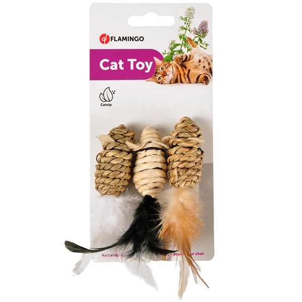 Flamingo Gaby Mouse ФЛАМІНГО СИЗАЛЬОВА МИША іграшка з котячою м’ятою для котів, фото 1