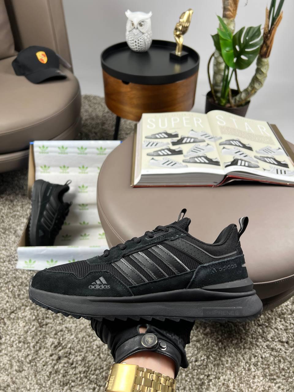 Чоловічі кросівки замша текстиль Adidas Equipment Street All Black, кеди чоловічі Адідас чорні. Чоловіче взуття