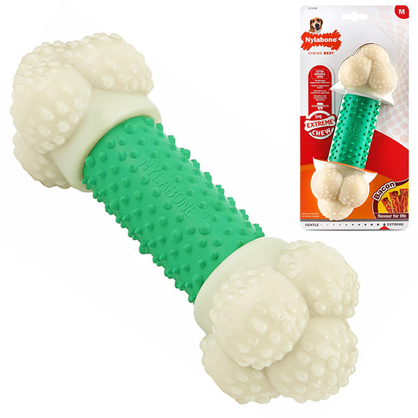 Nylabone Extreme Chew Double Action НІЛАБОН ПОДВІЙНА ДІЯ жувальна іграшка для собак, смак бекону, фото 1