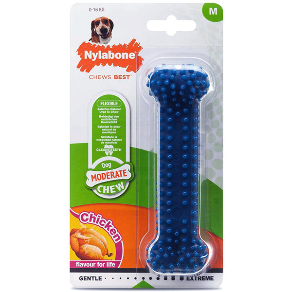 Nylabone Moderate Chew Dental Bone НІЛАБОН ДЕНТАЛ БОУН жувальна іграшка для собак, смак курки, фото 1