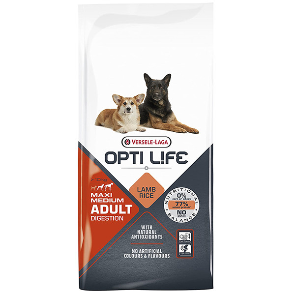 Opti Life Adult Digestion Medium & Max ОПТІ ЛАЙФ ЯГНЯ СЕРЕДНІХ ВЕЛИКИХ сухий суперпреміум корм для собак з чутливим травленням, фото 1