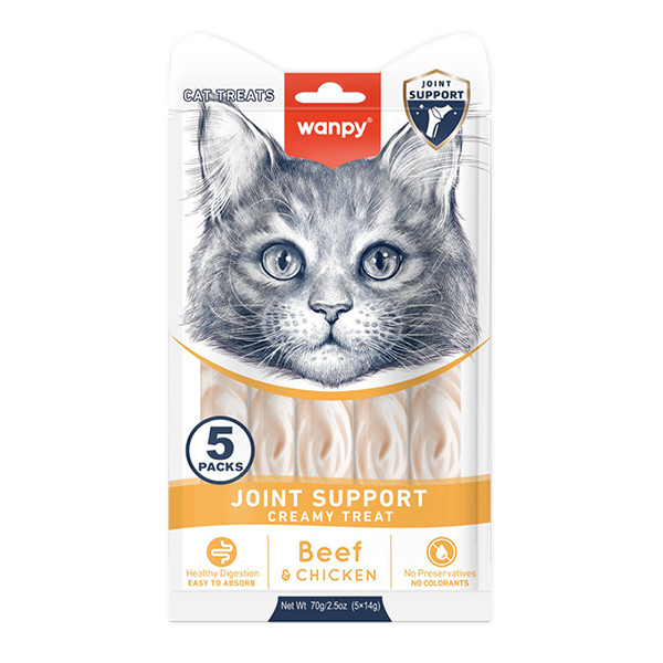 Wanpy Functional Creamy Lickable Treat Joint Support ВАНПІ ДЛЯ СУГЛОБІВ функціональні рідкі ласощі для котів, фото 1