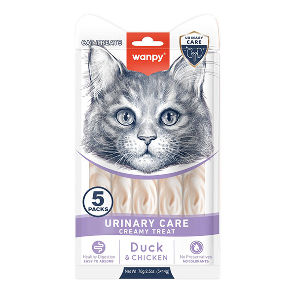 Wanpy Functional Creamy Lickable Treat Urinary Care ВАНПІ УРІНАРІ функціональні рідкі ласощі для котів із сечокам’яною хворобою, фото 1