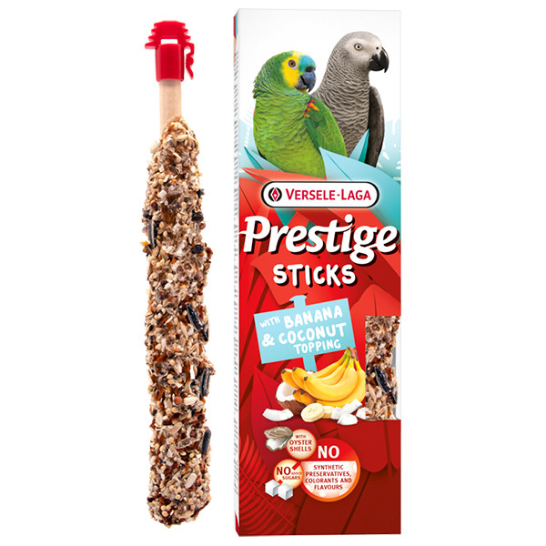 Versele-Laga Prestige Sticks Parrots Banana & Coconut topping ВЕРСЕЛЕ-ЛАГА ПРЕСТИЖ БАНАН І КОКОС ласощі для середніх і великих, фото 1