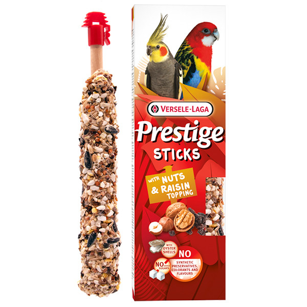 Versele-Laga Prestige Sticks Parrots Nuts & Raisin topping ВЕРСЕЛЕ-ЛАГА ПРЕСТИЖ ГОРІХИ ТА РОДЗИНКИ ласощі для середніх і великих, фото 1