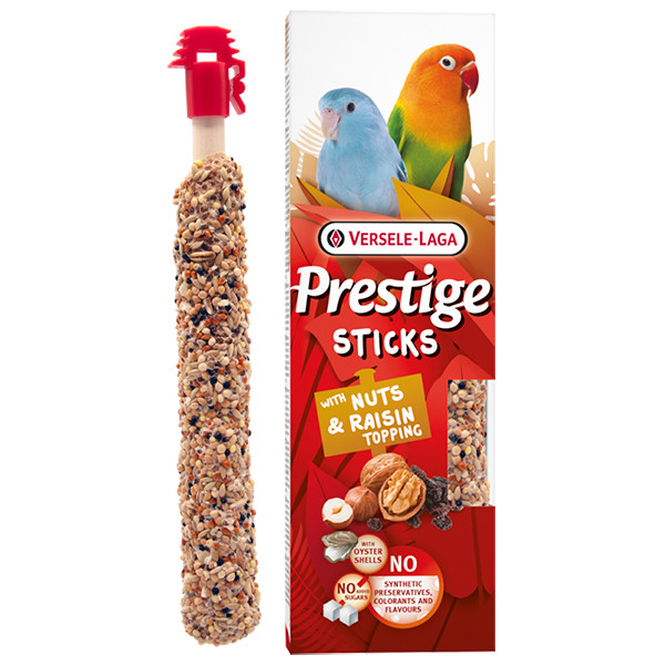 Versele-Laga Prestige Sticks Small Parrot Nuts & Raisin topping ВЕРСЕЛЕ-ЛАГА ПРЕСТИЖ ГОРІХИ ТА РОДЗИНКИ ласощі для хвилястих папуг, фото 1
