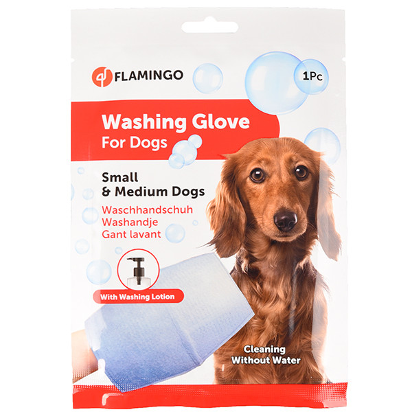 Flamingo Washing Glove Dog ФЛАМІНГО РУКАВИЦА-СЕРВЕТКА для миття без води собак, фото 1