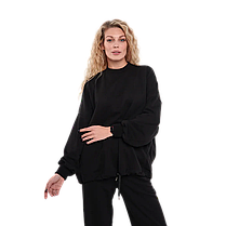 Костюм тринитка Oversize з палаццо, Чорний (розмір S/M, L/XL), фото 4