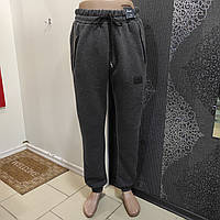 Штани чоловічі спортивні трикотаж фліс кишені 48/50 темно-сірі