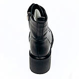 Черевики чорні жіночі із замком та шнурівкою шкіряні на вовні  та товстій підошві Mida 240601(1Ш) розмір 36, фото 6