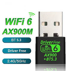 Wi-Fi Bluetooth адаптер Дводіапазонний 5/2.4Ghz 900 Мбіт/с + Блютуз 5.3 Wi-Fi6