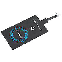 Приймач ресивер Qi для бездротового заряджання USB Type-C 1000mA Strong Black/Blue, фото 3