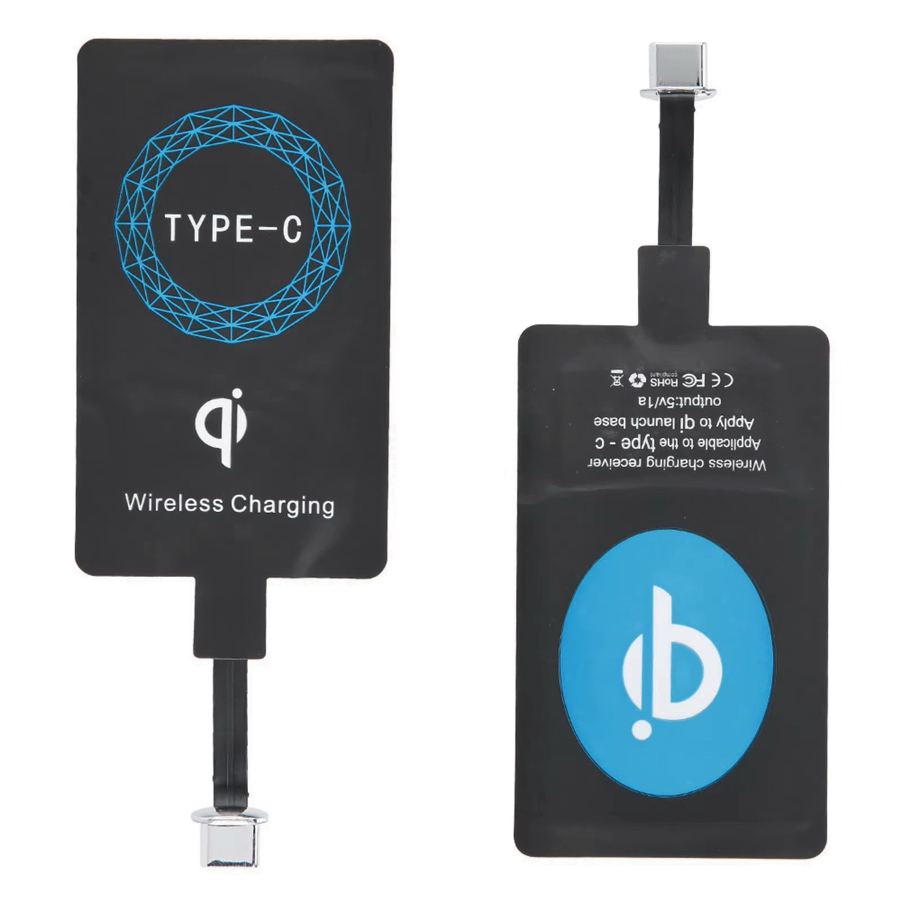Приймач ресивер Qi для бездротового заряджання USB Type-C 1000mA Strong Black/Blue