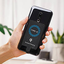 Приймач ресивер Qi для бездротового заряджання USB Type-C 1000mA Strong Black/Blue, фото 5