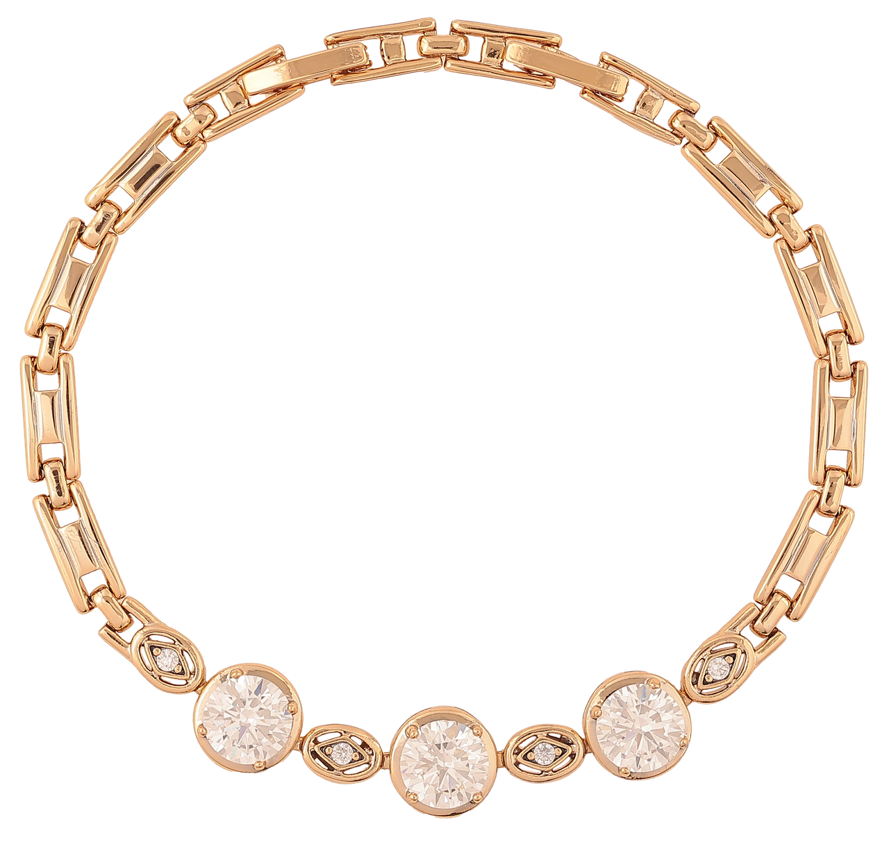 Браслет Xuping Позолота 18K «Три фіаніти» довжина з доп. замком 17,19.5см х 4мм