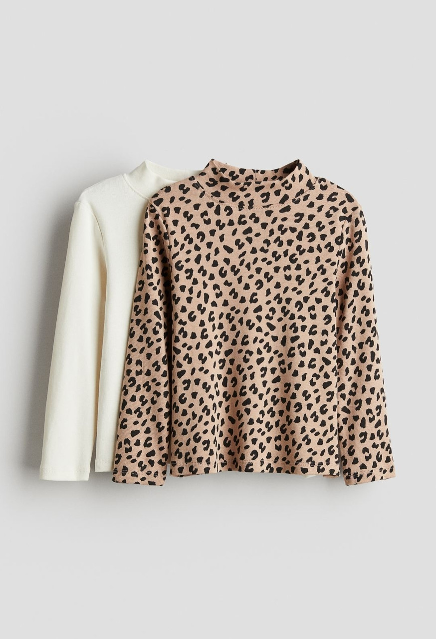Водолазка зі стійкою біла та леопардовий принт H&M 98/104, 110/116см