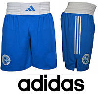 Шорти для кікбоксингу Adidas Kick Shorts сині для тренувань у кікбоксинг-залі акредитація Wako єдиноборства