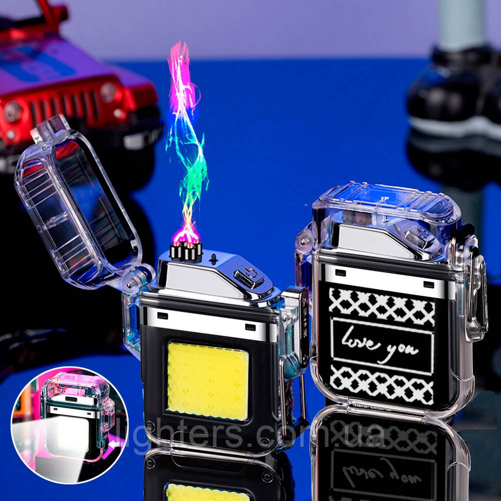 Зажигалка 2 дуги + фонарик Love You в подарочной упаковке LG-678U5, фото 1