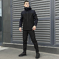 Костюм чоловічий soft shell зимовий осінній куртка та штани на флісі Andreas сірий-чорний