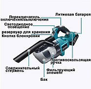 Бездротовий пилосос з 2 акумуляторами 20В 4Ач і насадками Patuo Синій, фото 7