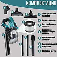 Бездротовий пилосос з 2 акумуляторами 20В 4Ач і насадками Patuo Синій, фото 10