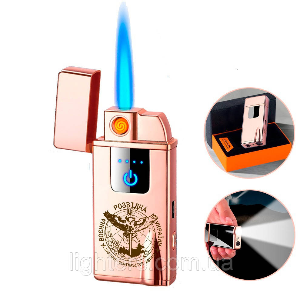 Запальничка USB + турбо з ліхтариком Ukraine в подарунковому пакованні LG-642G2, фото 1