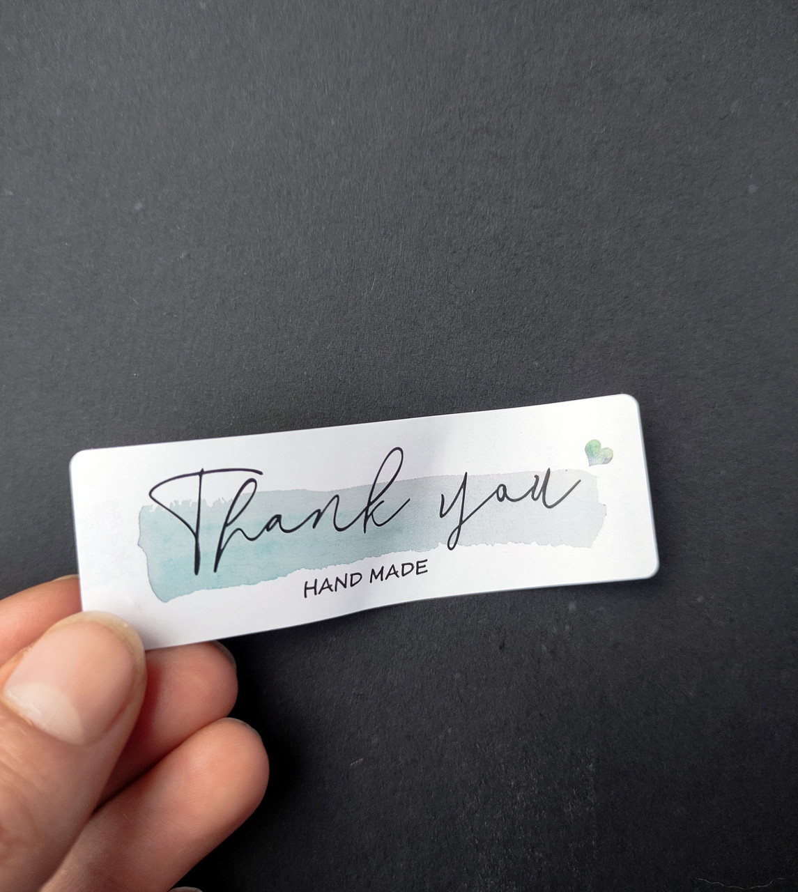 Наклейки Thank you для подарков, хенд-мейд прямокутні блакитні, фото 1