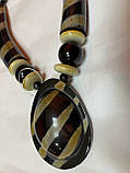 Чорно-коричневе кольє з кістки великий кулон Індія, фото 2