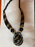 Чорно-коричневе кольє з кістки великий кулон Індія, фото 3