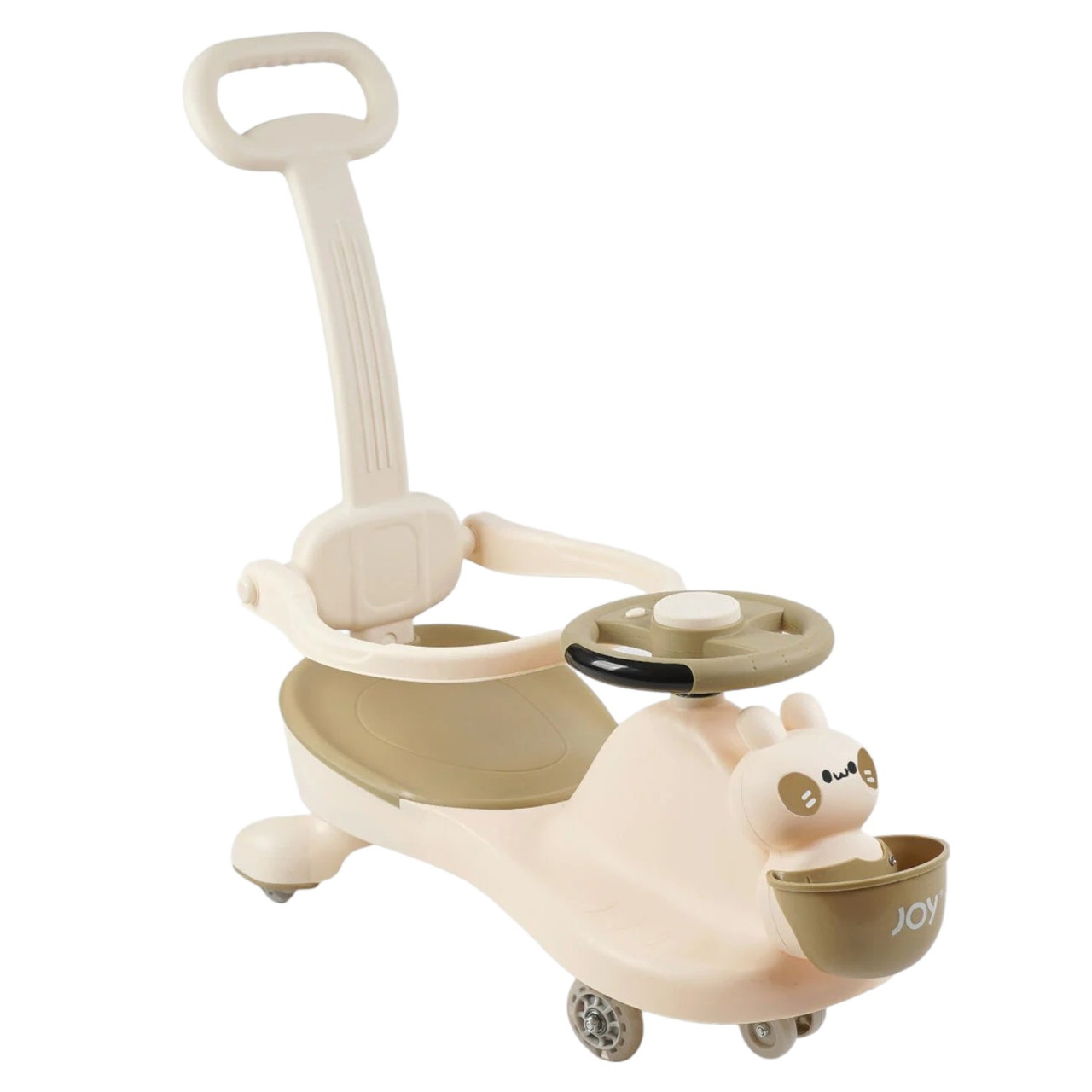 Каталка-толокар з батьківською ручкою JOY (колеса PU зі світлом, музика українською, світло) LD-821-52 Бежевий, фото 1