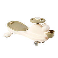 Каталка-толокар з батьківською ручкою JOY (колеса PU зі світлом, музика українською, світло) LD-821-52 Бежевий, фото 4